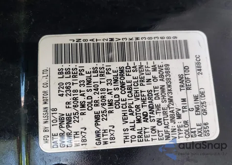 2019 Nissan Rogue Sv z USA, uszkodzony, nr VIN JN8AT2MV3KW383689